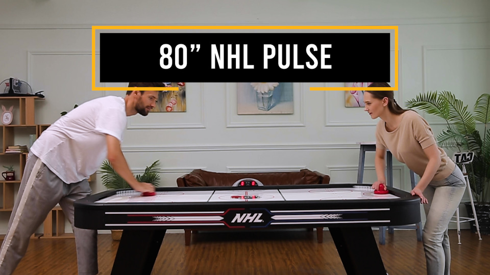 thumbnail video image 2 of NHL Pulse 80" Indoor Air Hockey Table with LED Scoring and Power Corners, 2 of 11