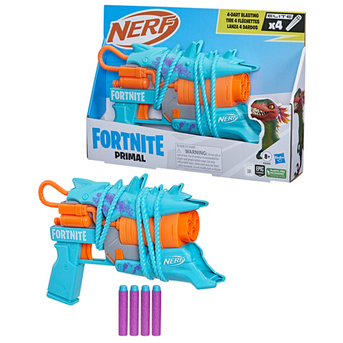 Nerf Fortnite Primal Kids Toy Blaster for Boys and Girls with 4