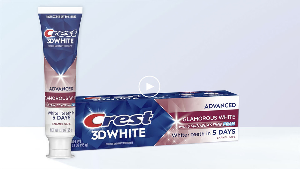 thumbnail video image 2 of Crest 3D White Advanced Glamorous White Whitening Toothpaste, 3.3 oz, 2 of 14