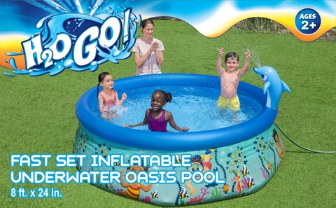 H2OGO! Round Inflatable Underwater Oasis Pool 8' x 24"