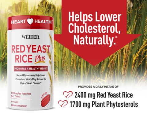 Helps lower cholesterol, naturally.* Provides daily intake of 2400mg red yeast rice, 1700mg plant phystosterols