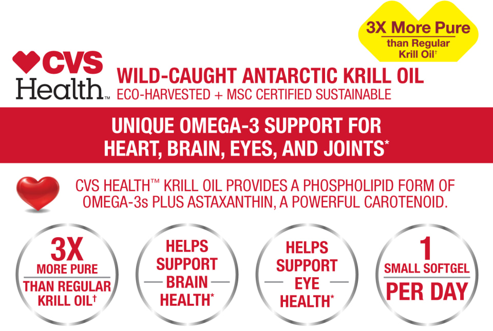 Aceite de Krill 500 mg, CVS Health, Omega 3 puro, 45 capsulas, Antartic Pure Baratazo Ecuador