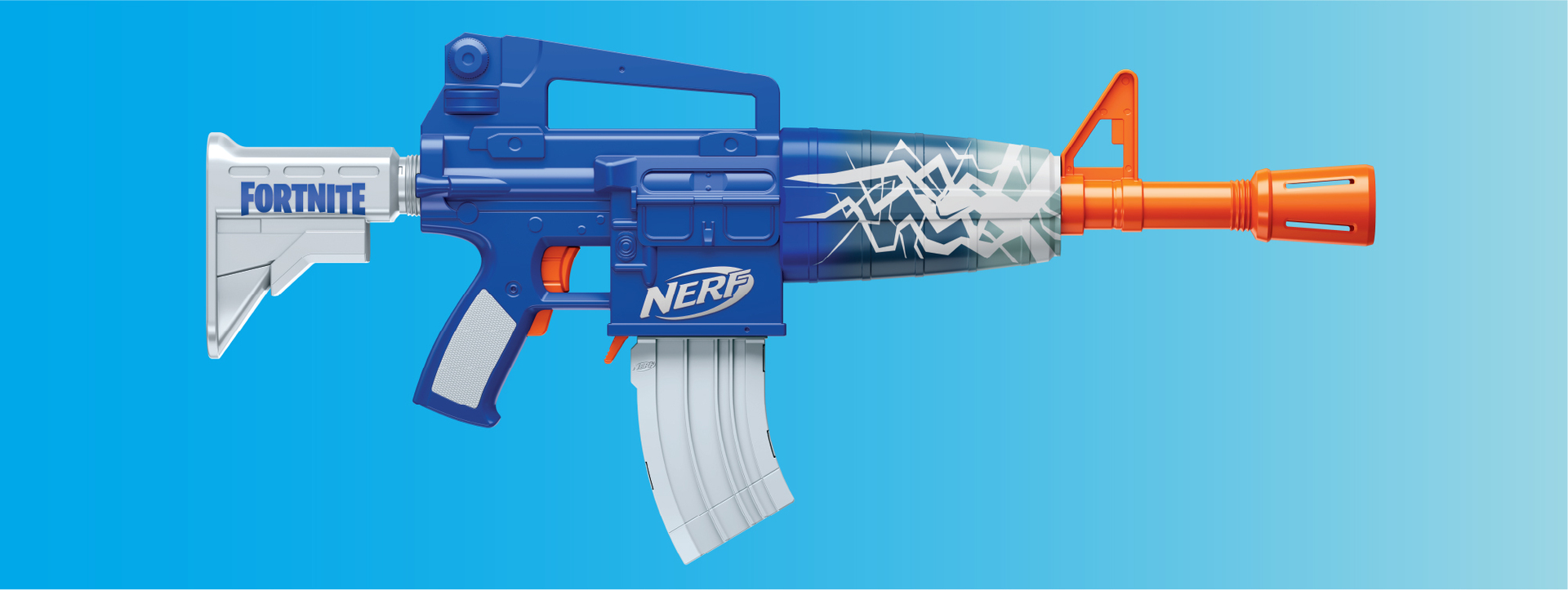 Nerf Fortnite Blue Shock Fast Motorized Kids Toy Blaster for Boys and Girls  with 10 Darts 