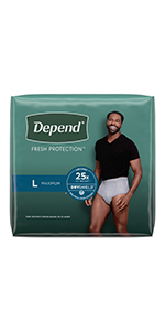 Depend Fresh Protection Incontinence Underwear for Men Maximum, L, 28 Ct.