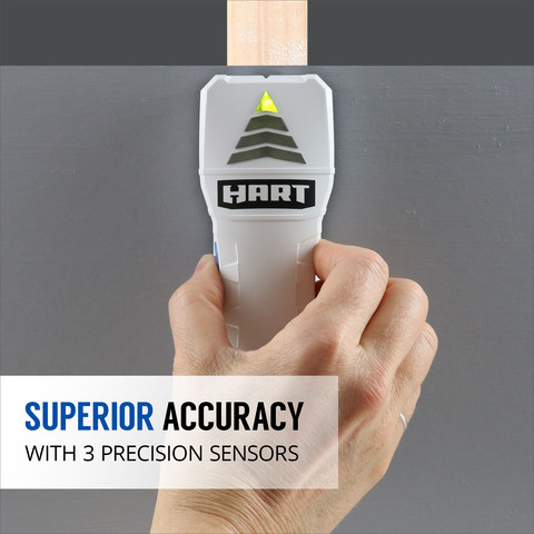 HART Professional 9 LED Stud Finder with Live Wire Meter, AAA Battery  Powered, Not Included, Assembled Product Weight Is 0.33125 lb. 