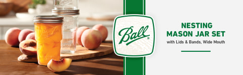 Ball® Nesting Mason Jars & Lids, Wide Mouth 16oz Pint / 4pk