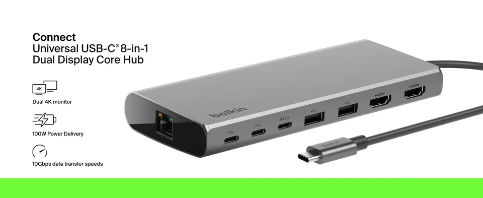 Belkin 8-in-1 USBハブ INC015btSGY-CZ Amazon.co.jp: Belkin 8-in-1 USBハブ 4Kデュアルディスプレイ