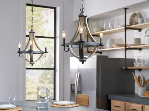 Kichler Merlot 5 Light Distressed Black Farmhouse Chandelier 34819 at Lowes
