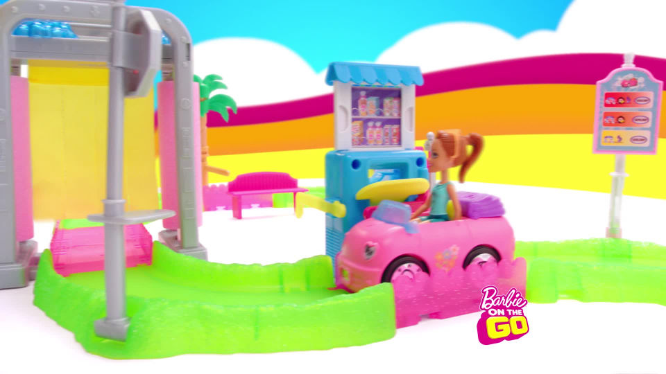 thumbnail video image 2 of Barbie On The Go Car W Ash Playset, 2 of 6