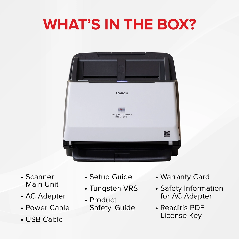 Canon imageFORMULA DR-M160II Office Document Scanner, Black/White