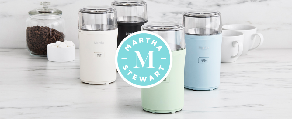 thumbnail video image 2 of Martha Stewart 2-in-1 Electric Coffee & Spice Grinder, 2.5oz, Sky Blue, 2 of 16