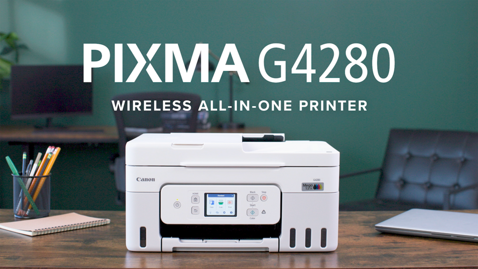 thumbnail video image 2 of Canon MegaTank PIXMA G4280 Printer, Scanner, Copier Multi-Function, Wireless Color Inkjet Home Office Use, 2 of 13