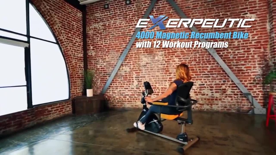 Exerpeutic 4000 magnetic recumbent bike with 12 workout programs new arrivals