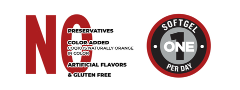 Không chất bảo quản, không thêm màu - CoQ10 có màu cam tự nhiên, không hương liệu nhân tạo, không chứa gluten.