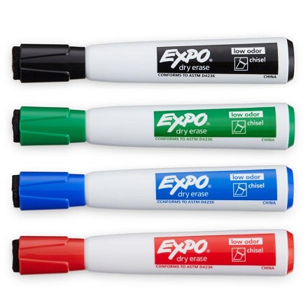 Neon Dry Erase Marker, Bullet Tip, Assorted, 5 Per Set 