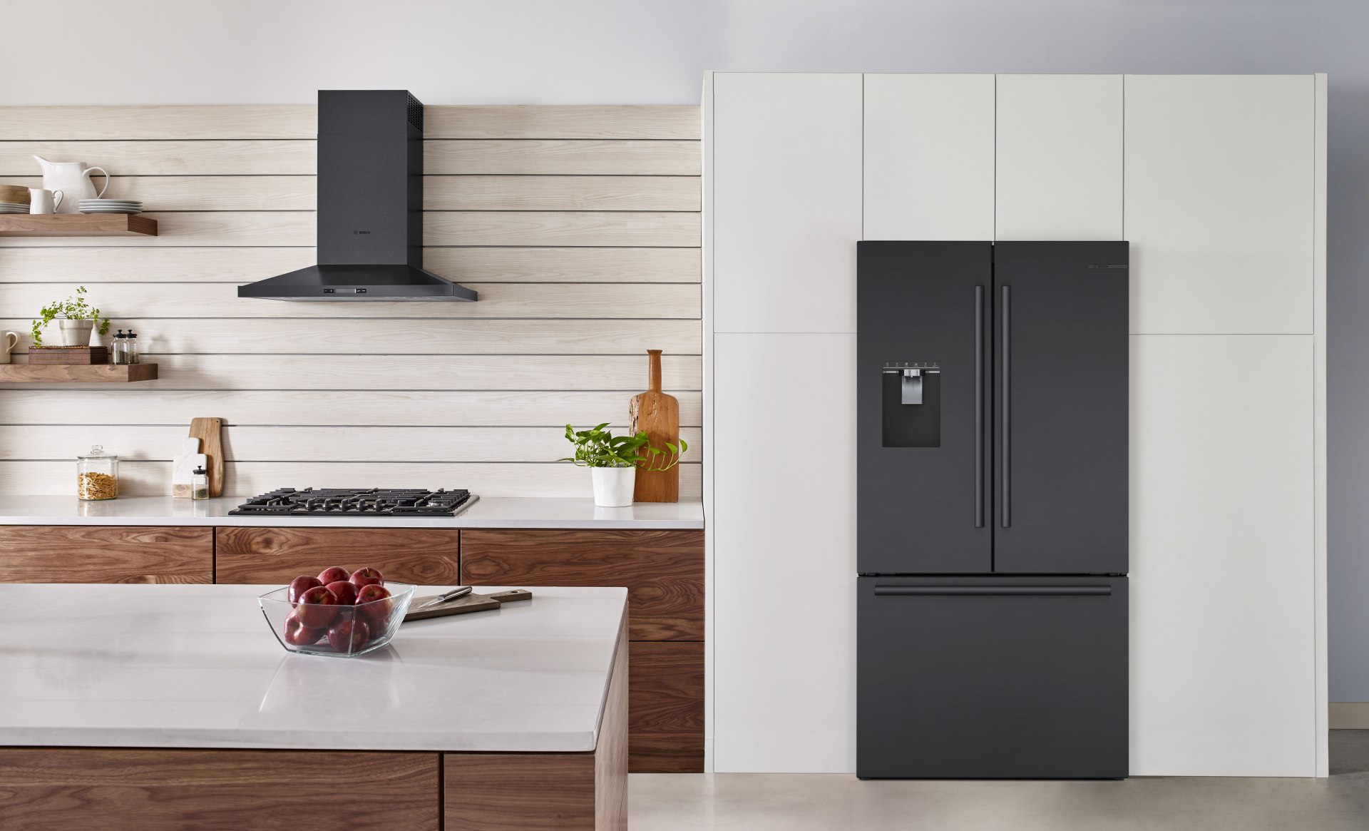 black or stainless steel appliances