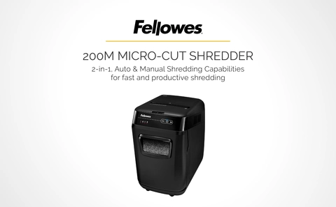 Fellowes AutoMax 200M 200 Sheet Micro-Cut Personal Shredder