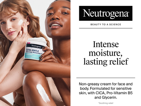 Neutrogena ultra gentle face and body cream, intense moisture lasting relief, full body cream