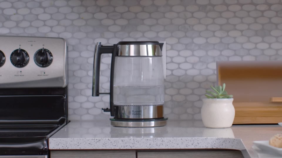 Russell Hobbs 2Slice Glass Accent Long Toaster, Black & Silver