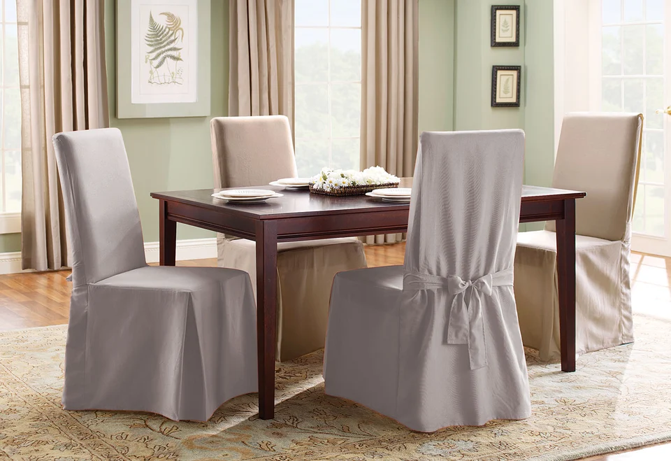 Sure Fit Cotton Duck Dining Room Chair Back Cover Slip Seat