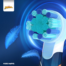 Zoom sur la brossette extra douce pour enfant avec filaments souples.