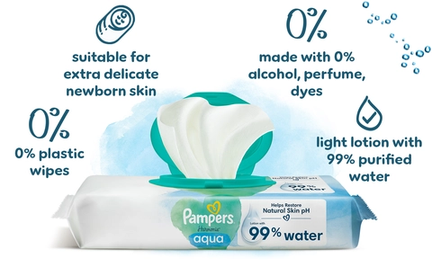 Pampers Harmonie Aqua Baby Wipes 1 Pack 48 Baby Wet Wipes