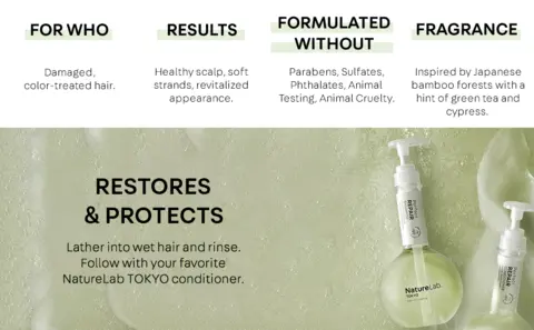 nature lab tokyo Perfect Repair Shampoo Provides healthy scalp, soft strands