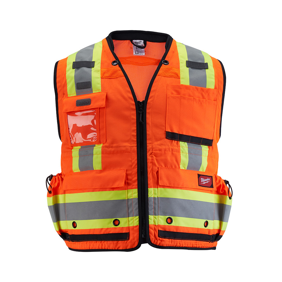 Milwaukee 48-73-5166 Class 2 Surveyor's High Visibility Orange Safety Vest - L/XL