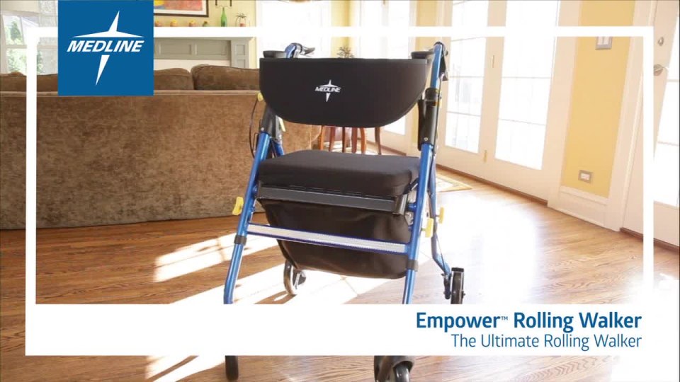 Medline Empower Rollator, Folding Rolling Walker, 8" Wheels, 300lb