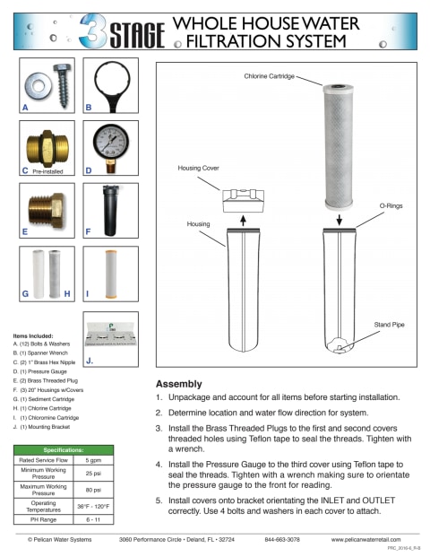 Pelican Water 3 Stage Whole House Water Filtration System Walmart Com   480 