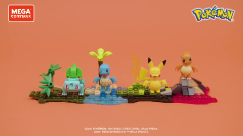 MEGA Pokémon Building Toy Kit Kanto Region Team With 4 Figures (130 Pieces)  For Kids
