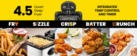 Chefman Deep Fryer with Basket Strainer, 4.5 Liter XL Jumbo Size Adjustable  Temperature & Timer, Perfect Chicken, Shrimp, French Fries, Chips & More
