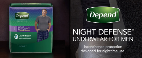 Depend Night Defense Adult Incontinence Underwear for Men,Overnight,  L,Grey,14Ct 36000511253 