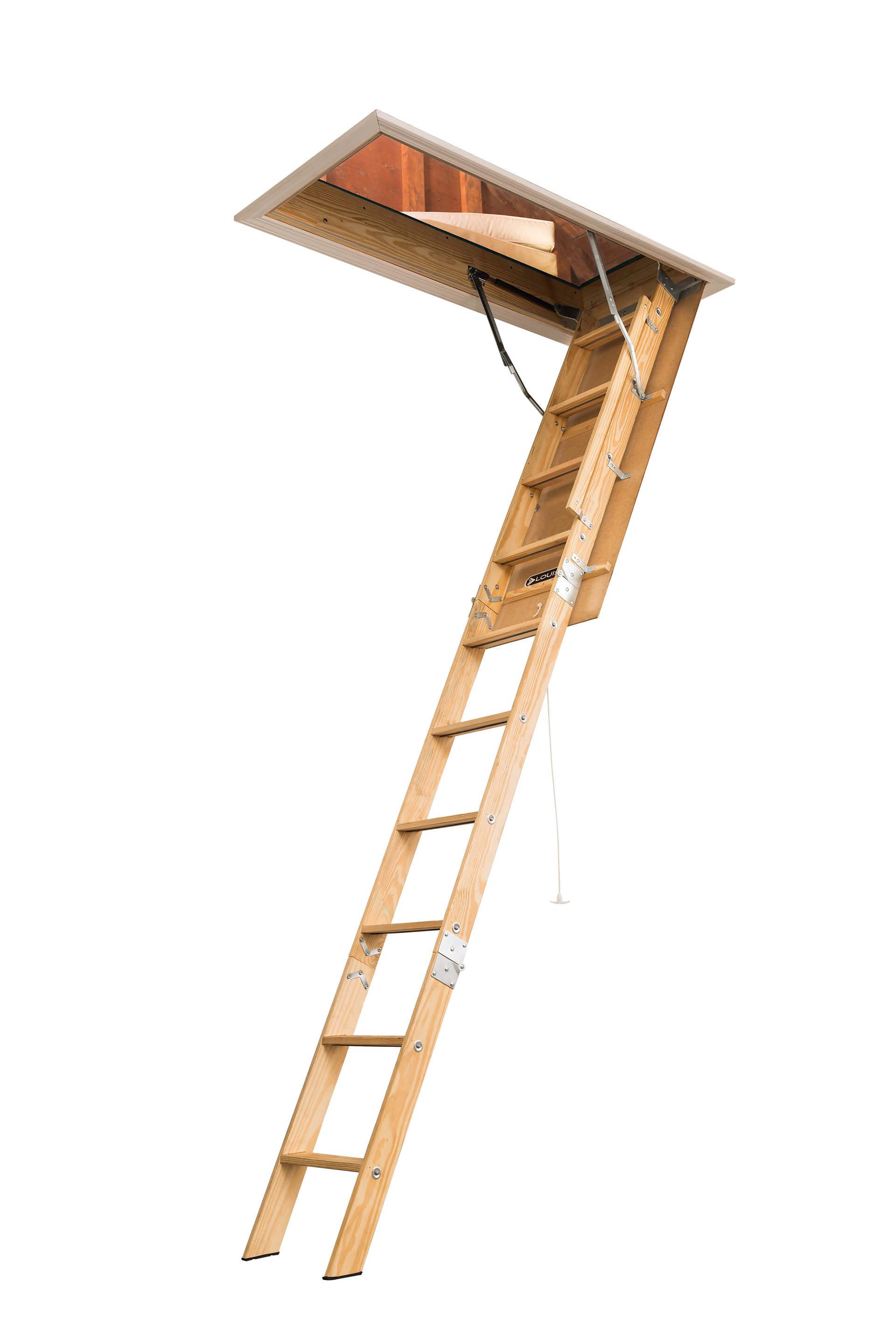 Attic Ladder  22.5 in x 54 in Adjustable Wood  250 lb Capacity Full-Grip Rail 