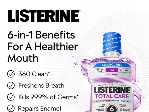 Listerine Total Care Zero Alcohol-Free Mouthwash, Fresh Mint, 1 L