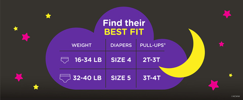 Pull-Ups Girls' Night-Time Training Pants, 2T-3T (16-34 lbs), 68 Ct (Select  for More Options) 