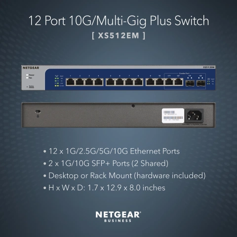 Netgear 12-Port Gigabit Ethernet Managed Switch, Blue/Gray
