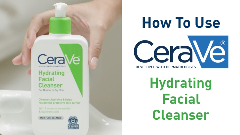 thumbnail video image 2 of CeraVe Hydrating Facial Cleanser for Normal to Dry Skin, Daily Face Wash for Dryness, 3 fl oz & 16 fl oz, 2 of 14
