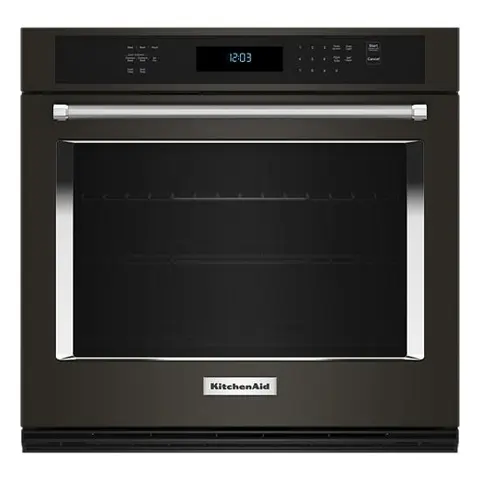 KitchenAid 27 Single Wall Oven with Air Fry Mode in Black Stainless Steel and PrintShield NFM