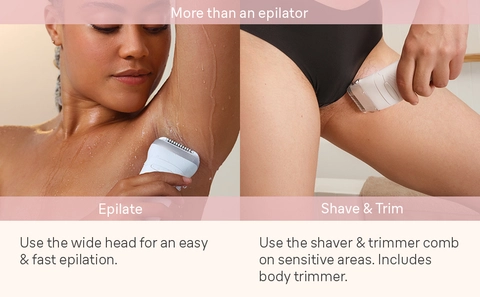 Silk-&#233;pil used on armpit and bikini area to epilate, shave and trim.