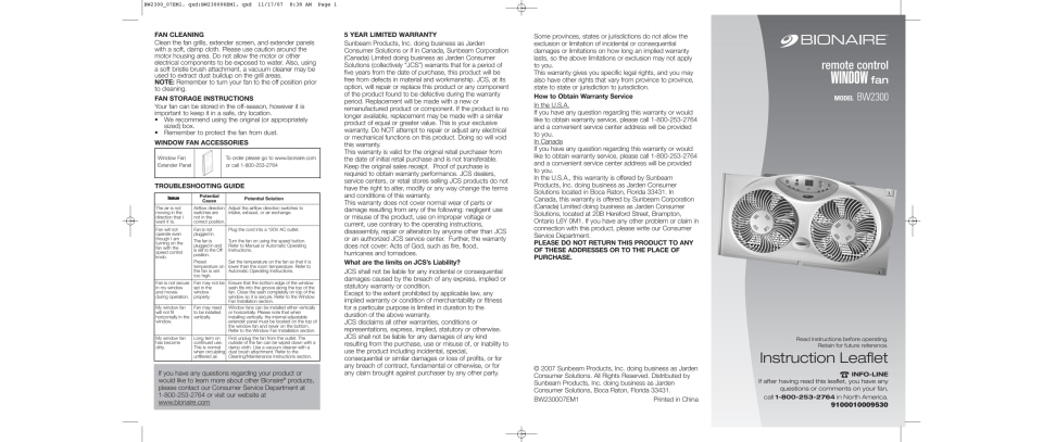 bionaire twin reversible airflow window fan dimensions