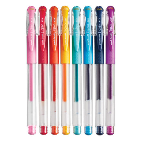 Uni-Ball 2004052 Gel Pens, Ultra Micro Point 0.38mm, Assorted Colors, 8 Count, Size: 8 Count (Pack of 1)