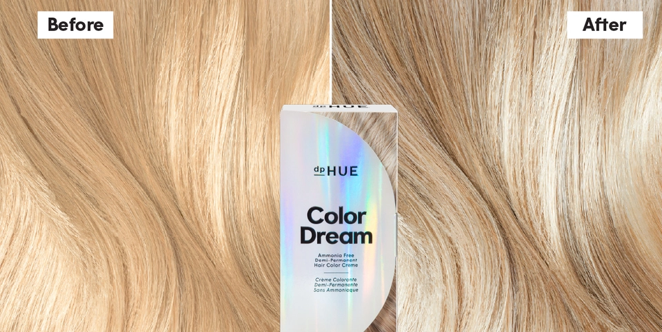 Color Dream demi-permanent hair color Before &amp; After in shade Cool Blonde | dpHUE