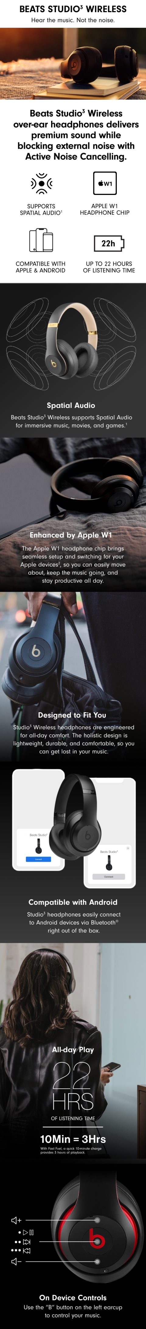 オーディオ機器 ヘッドフォン Beats Studio3 Wireless Noise Cancelling Headphones - Beats Camo 