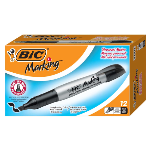 Avery Marks A Lot Tank Permanent Markers, Chisel Tip, Assorted, 12