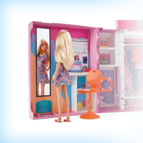 Barbie dressing transportable + 25 accessoires + 1 poupée GBK10