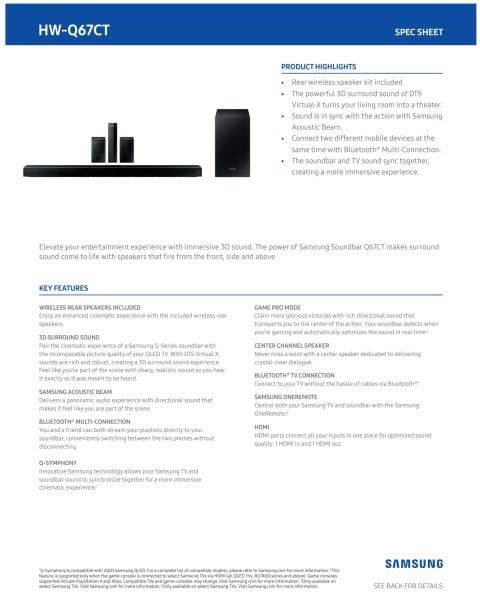 Samsung 5 1ch Soundbar With 3d Surround Sound And Acoustic Beam Hw Q6ct 2020 Walmart Com Walmart Com