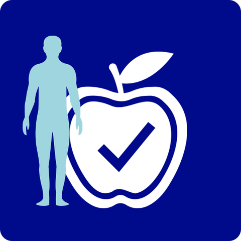 Illustration of a person and an apple