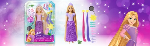 Disney Princess Fairy-Tale Hair Rapunzel Fashion Doll with 2 Color-Change  Hair Extensions and 10 Styling Pieces 