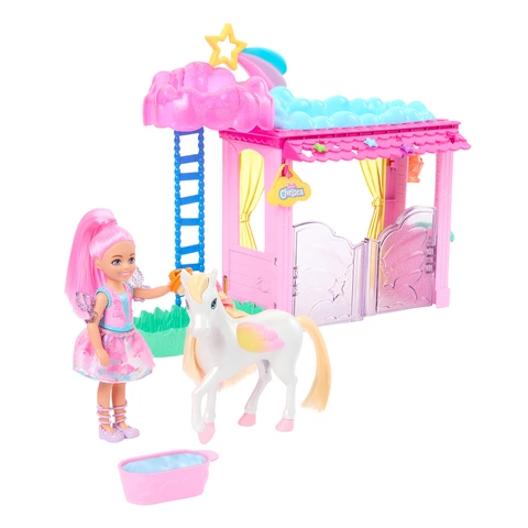 Barbie Hugs N Horses Set FXH15 – Barbie, Chelsea Et Chevaux, Boîte à L'envers (neuf)